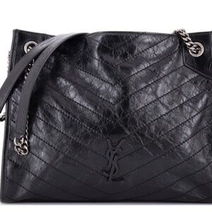 Yves Saint Laurent Black Chevron Shoulder Bag